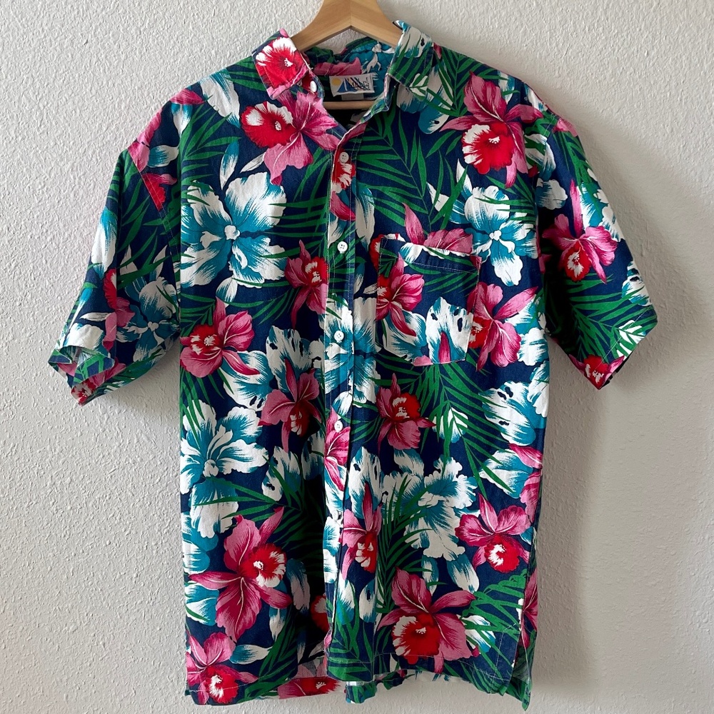 Vintage 100% Cotton Men's Hawaiian Shirt, Size XL